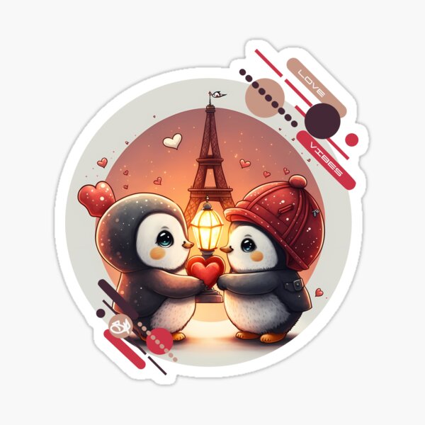 Couple in love in Paris - Model penguins Sticker