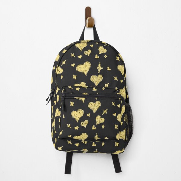 Item preview, Heart patterns gold yellow on black designed and sold by Chaoticzarts.
