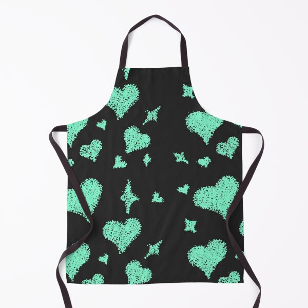 Item preview, Heart patterns ocean aqua on black designed and sold by Chaoticzarts.