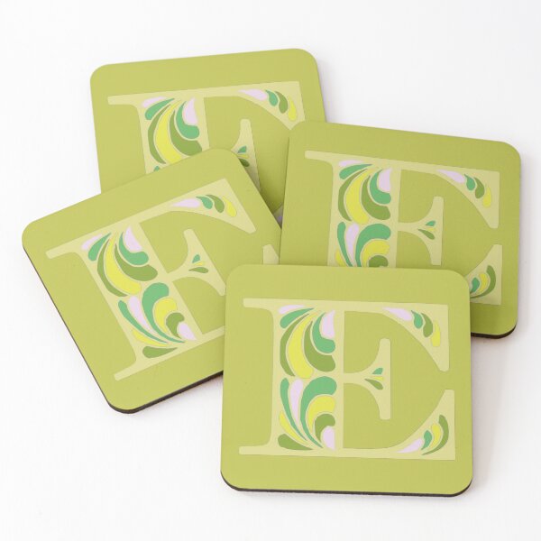 Item preview, Letter E Fancy Monogram Hippie Initial Lime designed and sold by everything4eva.