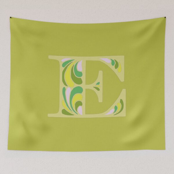 Item preview, Letter E Fancy Monogram Hippie Initial Lime designed and sold by everything4eva.