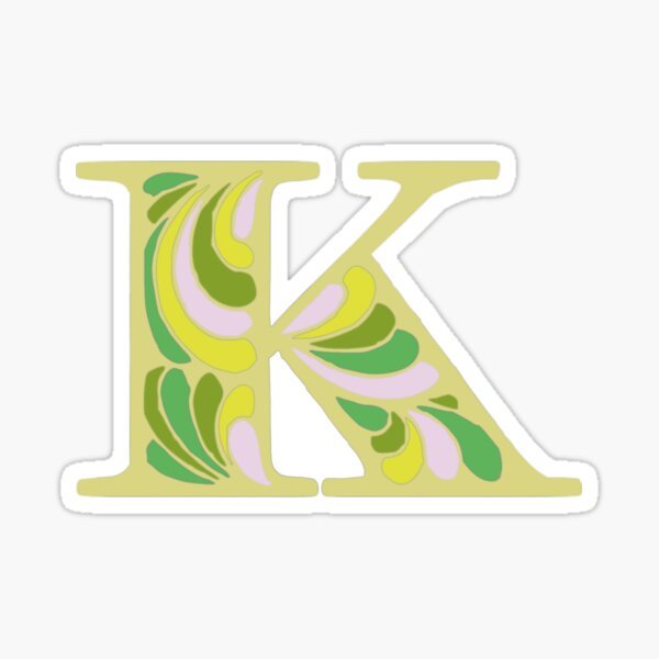 Letter K Fancy Monogram Hippie Initial Pink Sticker for Sale by  everything4eva