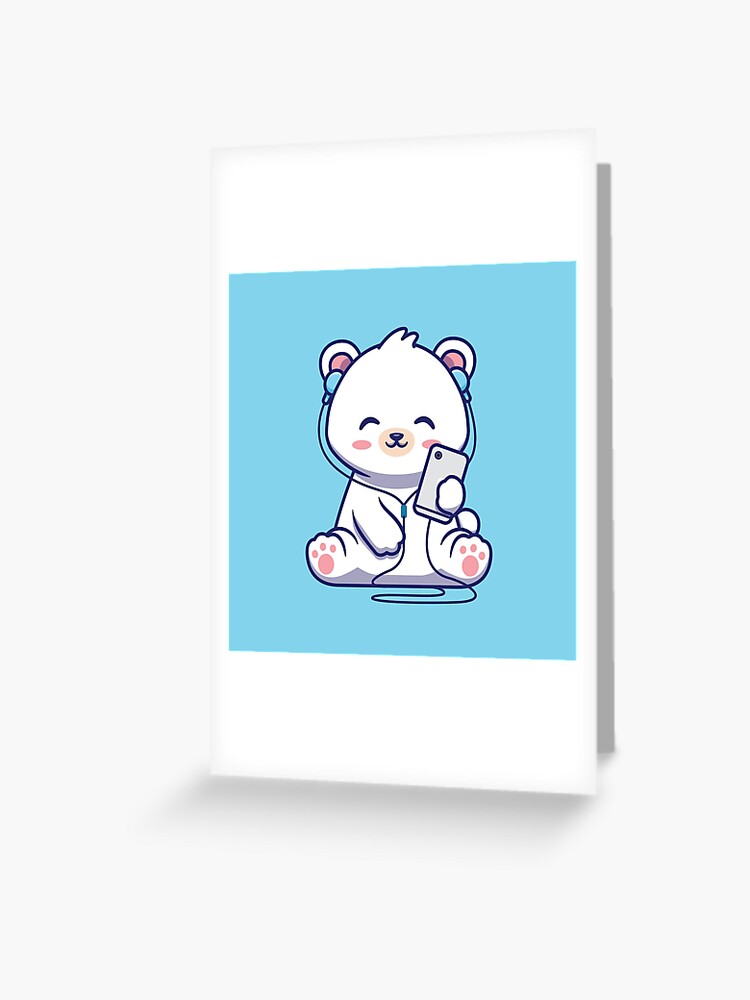 Cute Polar Bear Listening Music' Sticker