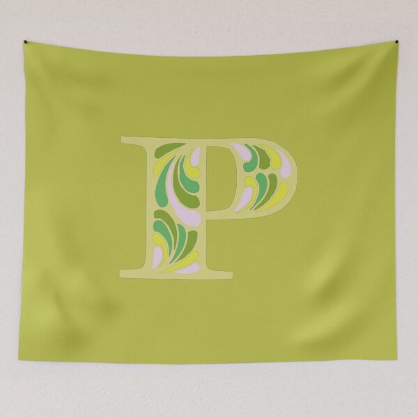 Item preview, Letter P Fancy Monogram Hippie Initial Lime designed and sold by everything4eva.