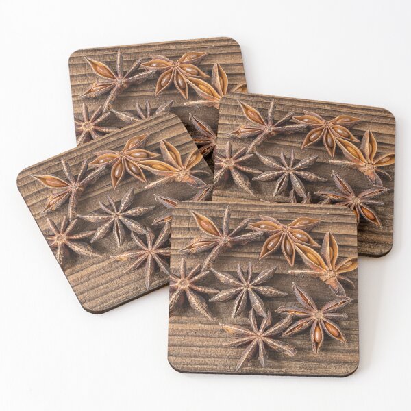 Item preview, Dried star anise spice on vintage wooden board designed and sold by LubosChlubny.