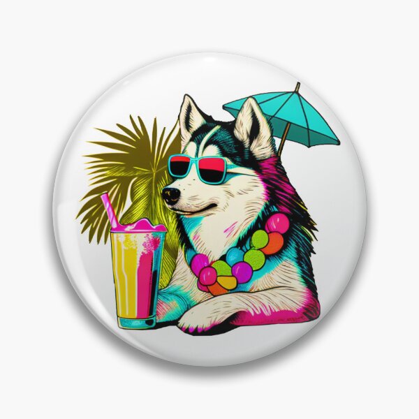 Item preview, Funny Siberian Husky Design Sticker Dog Tropical Summer Vacay Mode Vacation designed and sold by reddrive88.