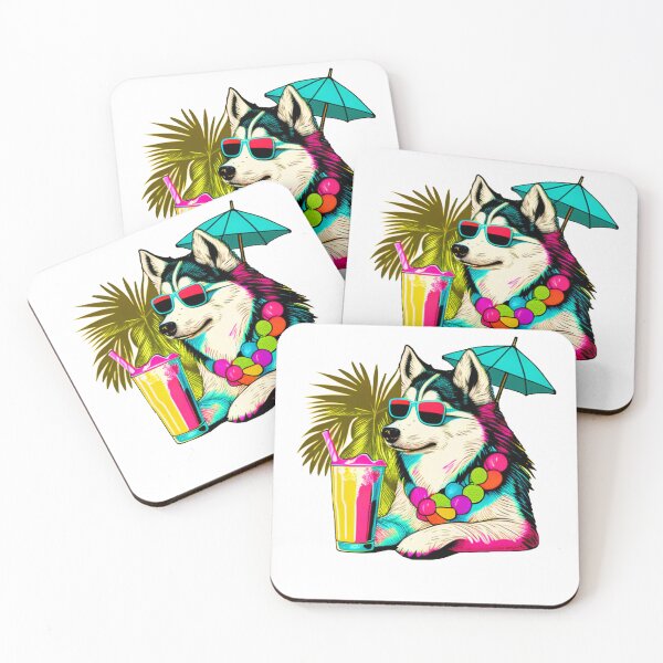 Item preview, Funny Siberian Husky Design Sticker Dog Tropical Summer Vacay Mode Vacation designed and sold by reddrive88.