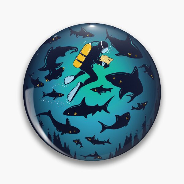 Item preview, Screwed | Funny Shark and Diver Illustration designed and sold by BootsBoots.