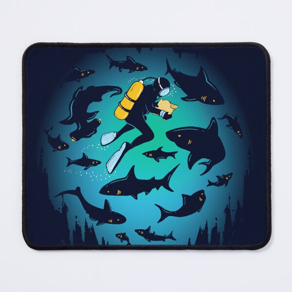 Item preview, Screwed | Funny Shark and Diver Illustration designed and sold by BootsBoots.