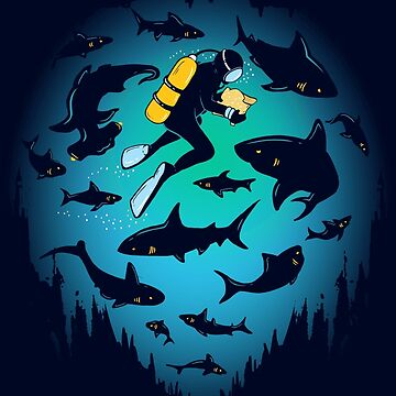 Artwork thumbnail, Screwed | Funny Shark and Diver Illustration by BootsBoots