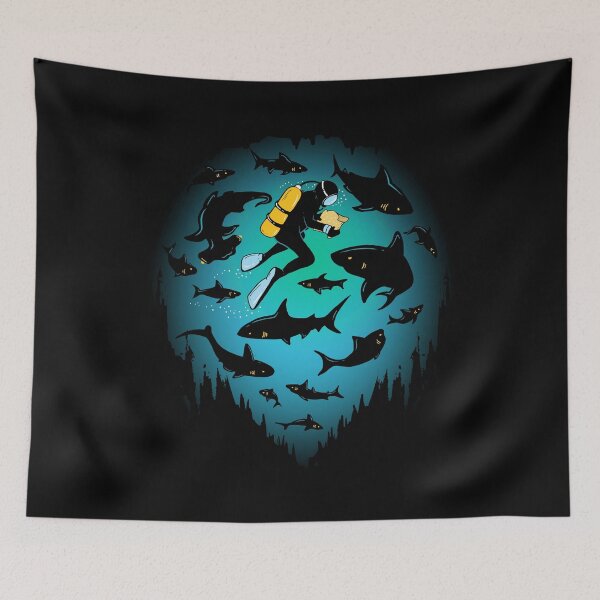 Item preview, Screwed | Funny Shark and Diver Illustration designed and sold by BootsBoots.