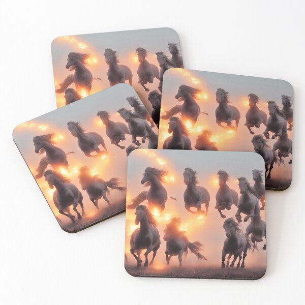 Item preview, galloping horses in field of fire designed and sold by David-Howells.