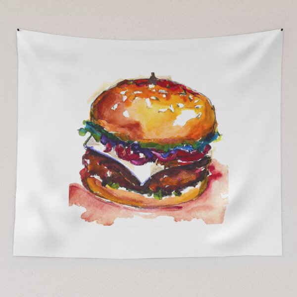 Item preview, The tasty burger - watercolor designed and sold by The Iconic Minimalist.