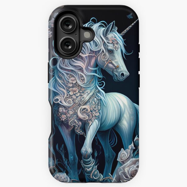 Aperçu de l'œuvre Licorne de glace éthérée décorée de fleurs créée et vendue par AmusementAvenue.