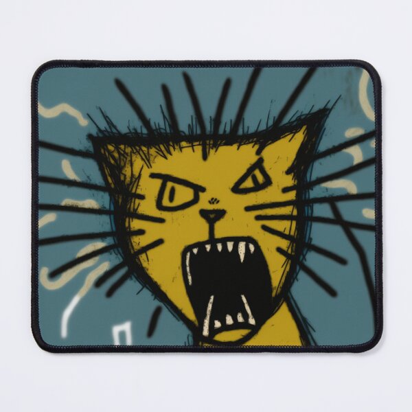 Item preview, Wack crazy cat hissing, yellow blue designed and sold by NxtGenArt.