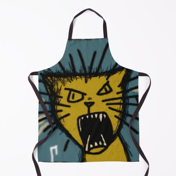 Item preview, Wack crazy cat hissing, yellow blue designed and sold by NxtGenArt.