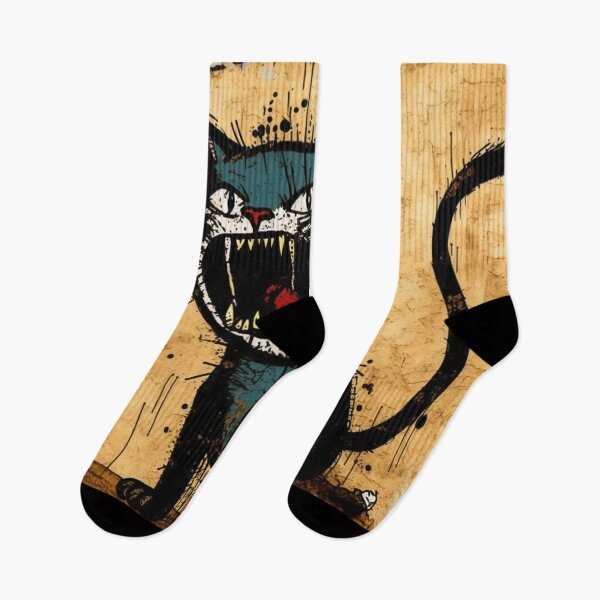 Item preview, Blue graffiti cat hissing designed and sold by NxtGenArt.