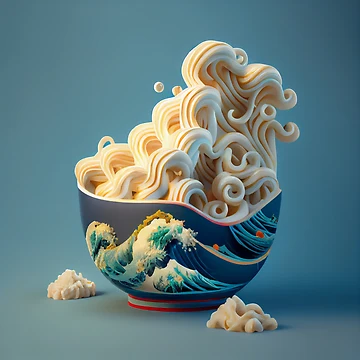Vorschaubild zum Design Paradox Noodle and Foam Digital Painting von CodeAndColors