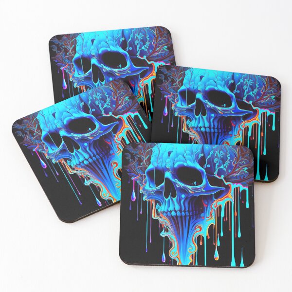Item preview, Electric Blue Psychedelic Skull Dripping Art designed and sold by ZickDezine.