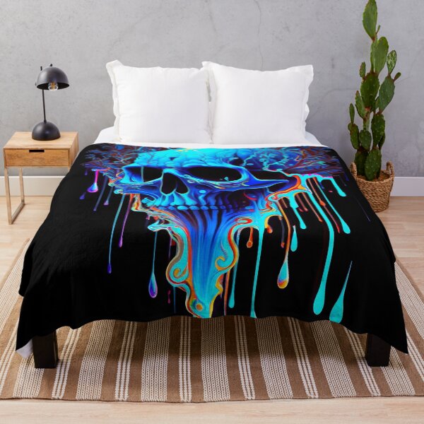 Item preview, Electric Blue Psychedelic Skull Dripping Art designed and sold by ZickDezine.