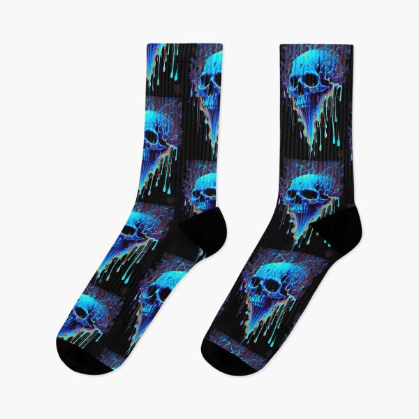 Item preview, Electric Blue Psychedelic Skull Dripping Art designed and sold by ZickDezine.