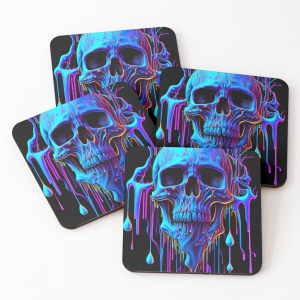 Item preview, Electric Blue Psychedelic Skull Dripping Art designed and sold by ZickDezine.