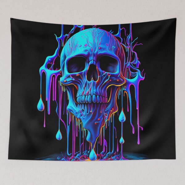 Item preview, Electric Blue Psychedelic Skull Dripping Art designed and sold by ZickDezine.