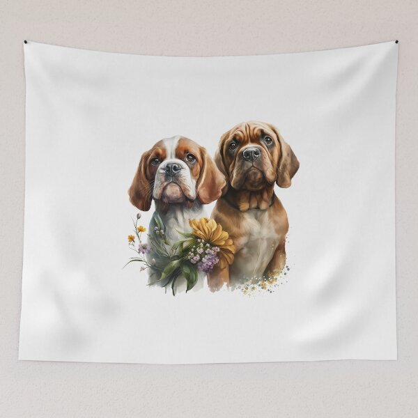 Item preview, lindos perros con pintura al óleo de flores designed and sold by Lobory.