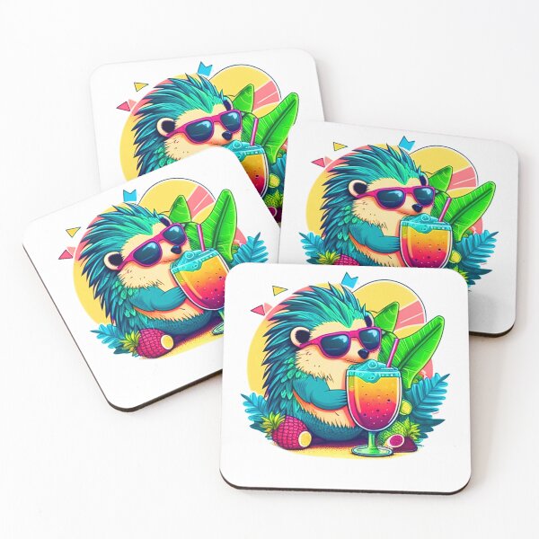 Item preview, Funny Hedgehog Design Animal Stricker Tropical Summer Vacay Modo Vacaciones designed and sold by reddrive88.