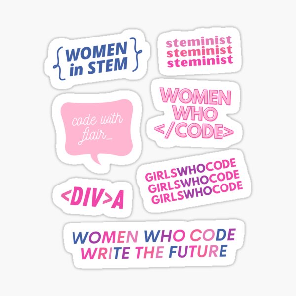 Aperçu de l'œuvre Pack d'autocollants WOMEN IN TECH créée et vendue par TheBaryoStudio.