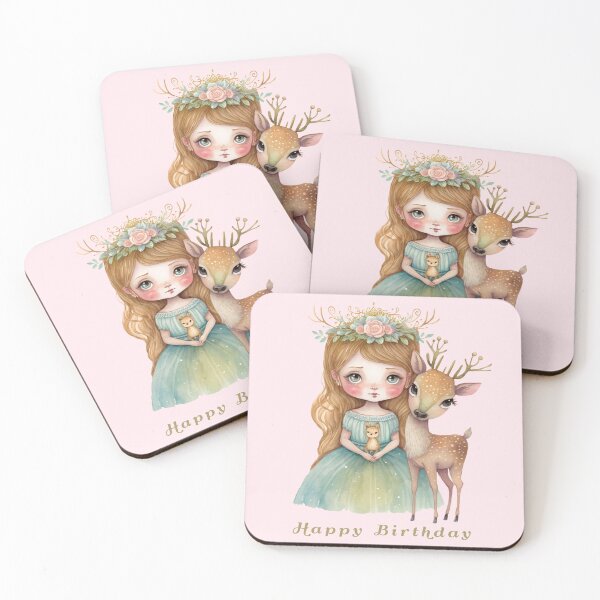 Item preview, Cute Princess and Fawn Baby Deer Birthday designed and sold by smudgedesigns.