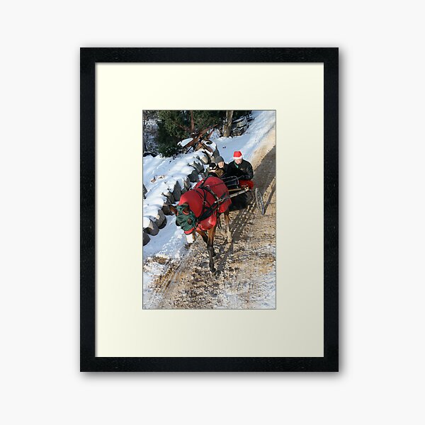 "In a One Horse Open Sleigh" Framed Art Print