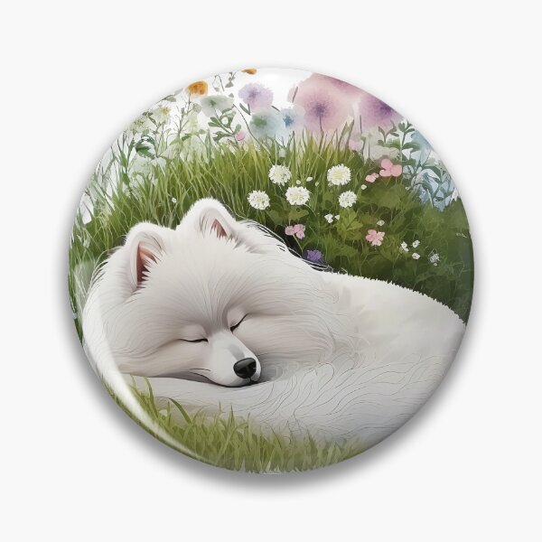 Item preview, Japanese Spitz, Sleeping in flowers designed and sold by CreativArtifice.