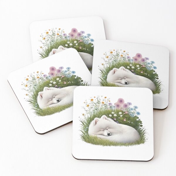 Item preview, Japanese Spitz, Sleeping in flowers designed and sold by CreativArtifice.