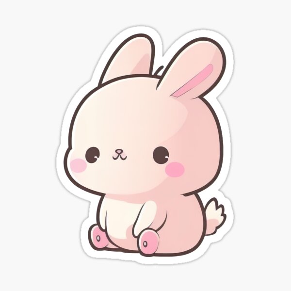Cute Pink Bunny Kawaii Chibi Rabbit Hand Drawn Illustration ...