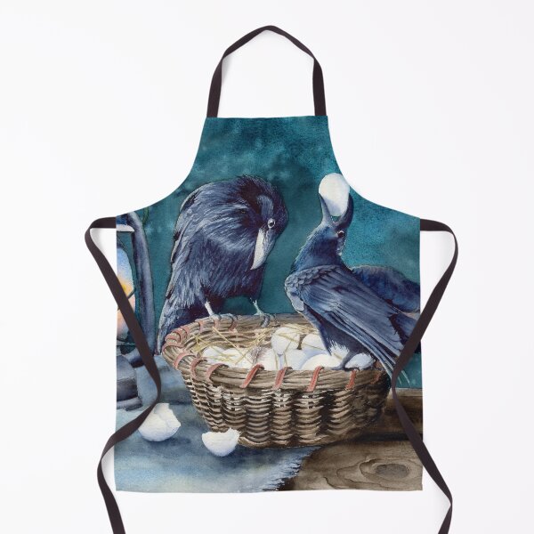 Item preview, Watercolor two black ravens with the basket of eggs designed and sold by MaryWatercolor.