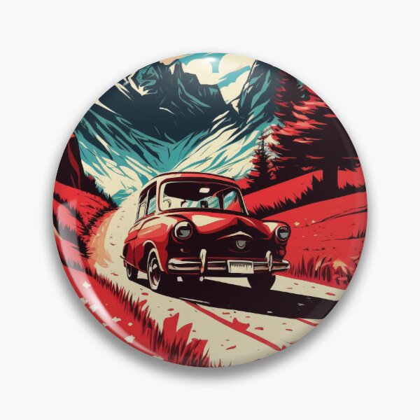 Item preview, Vintage Red Car Driving Through Nature designed and sold by Scraponzo.