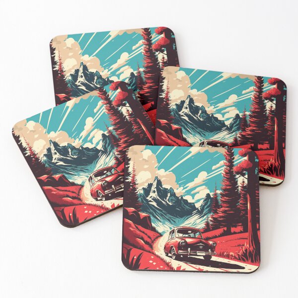 Item preview, Vintage Red Car Driving Through Nature designed and sold by Scraponzo.