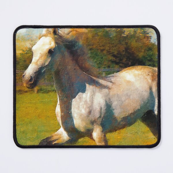 Item preview, Orlov Trotter horse running inside ranch - digital painting designed and sold by NickoPrints.