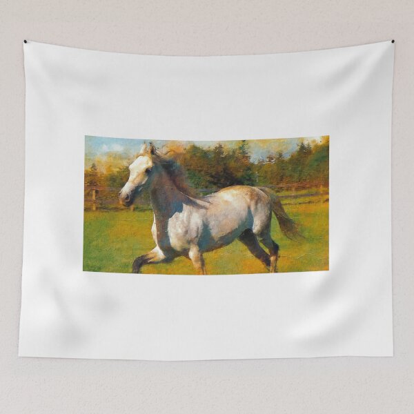 Item preview, Orlov Trotter horse running inside ranch - digital painting designed and sold by NickoPrints.