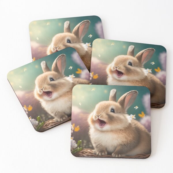 Item preview, A cute happy Easter bunny with spring flowers in the background. Generative AI technology. designed and sold by HappyPrompt.