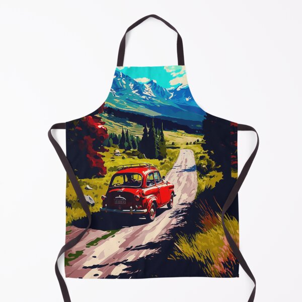 Item preview, Vintage Red Car Driving Towards Mountains designed and sold by Scraponzo.