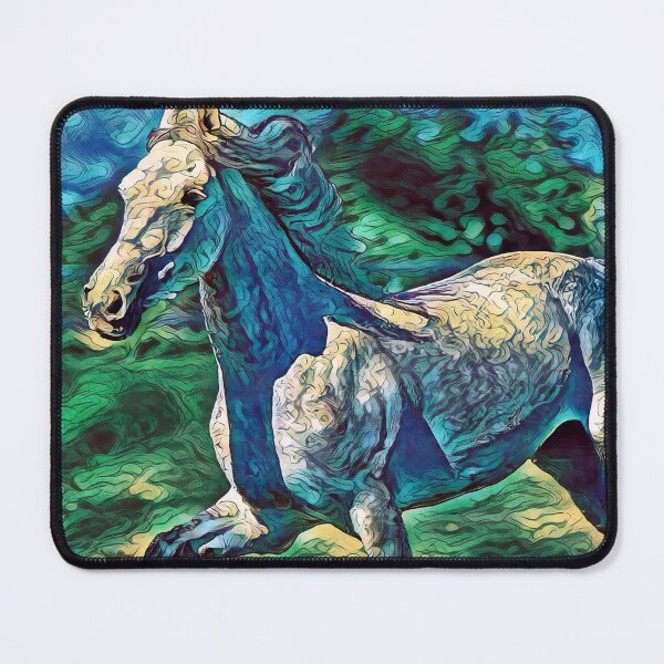 Item preview, Orlov Trotter horse running – abstract curved lines art in blue and green designed and sold by NickoPrints.