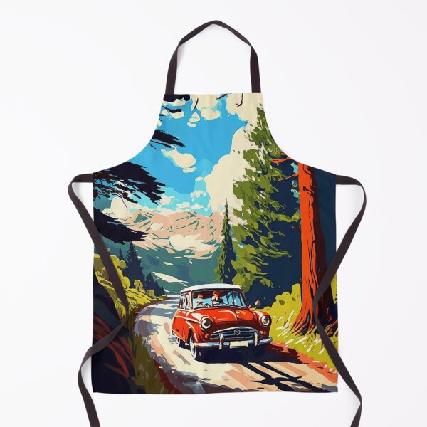 Item preview, Vintage Red Car Driving Away From Mountains designed and sold by Scraponzo.