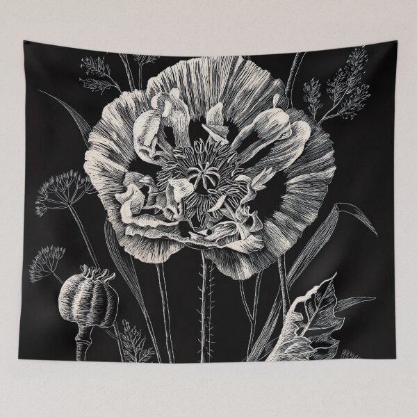 Item preview, Opium Poppy (scraperboard) designed and sold by Painting By Nature.