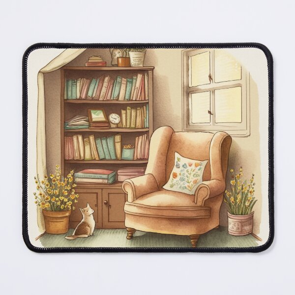 Item preview, Cozy Reading Nook with a Little Cat designed and sold by TheLovelyWild.