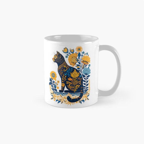 Item preview, Ukraine Cat Cute Floral Vintage Ukrainian Flag & Vyshyvanka designed and sold by SecretDicer.