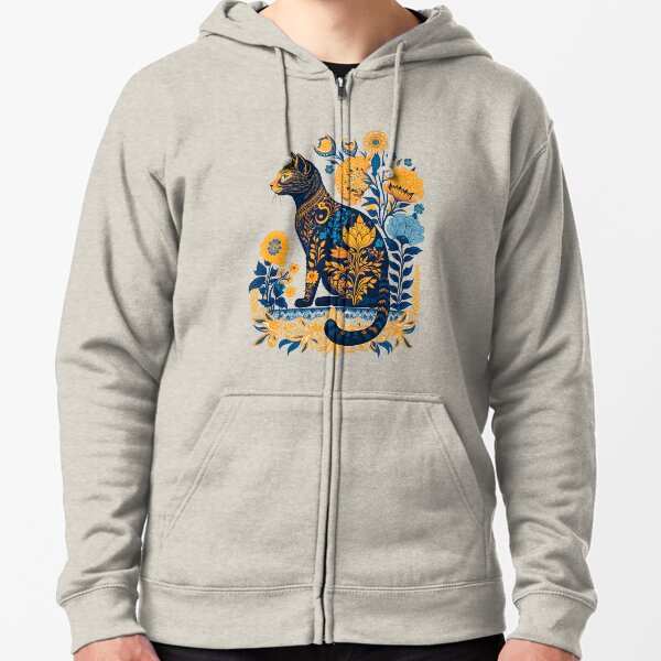 Aperçu de l'œuvre Chat d'Ukraine Mignon Floral Vintage Drapeau Ukrainien & Vychivanka créée et vendue par SecretDicer.