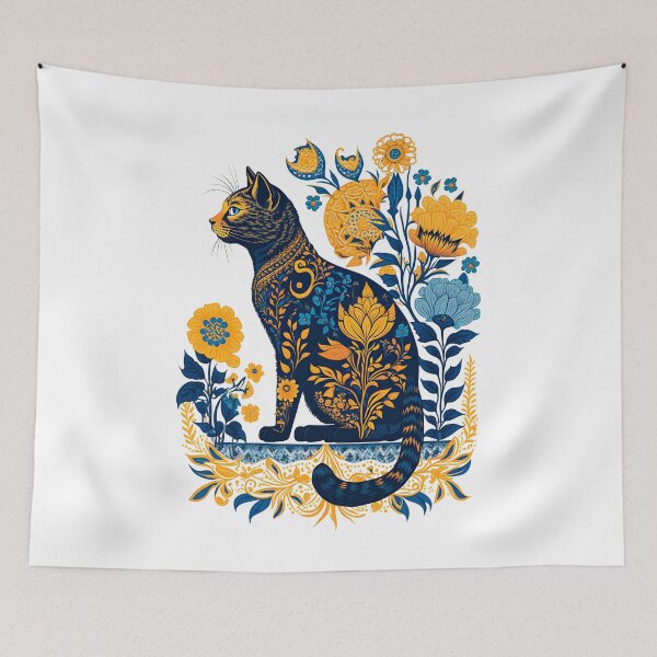 Item preview, Ukraine Cat Cute Floral Vintage Ukrainian Flag & Vyshyvanka designed and sold by SecretDicer.