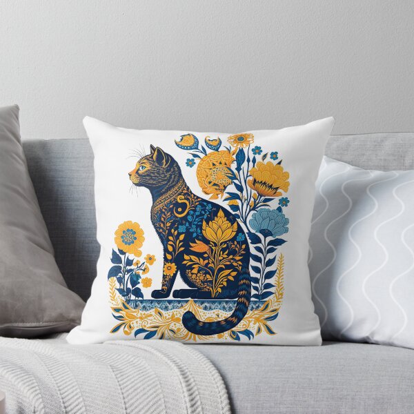 Item preview, Ukraine Cat Cute Floral Vintage Ukrainian Flag & Vyshyvanka designed and sold by SecretDicer.
